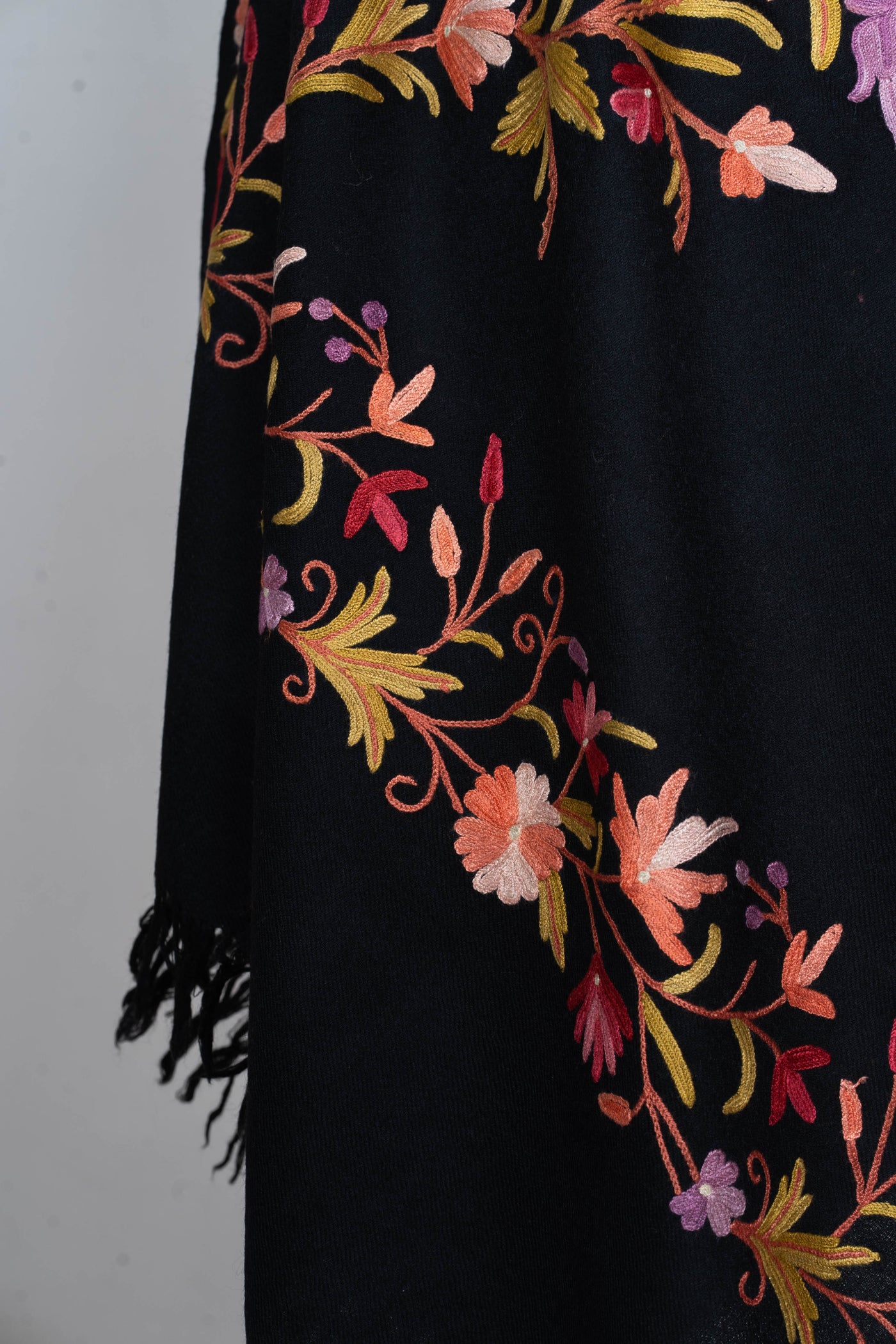 Gul-e-Shaam – Merino Wool Scarf with Hand Aari Embroidery