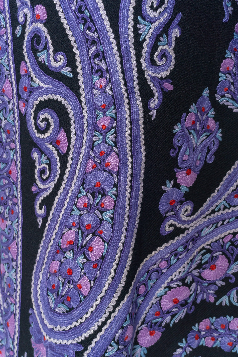 Handcrafted Enchanting Kashmiri Aari Embroidery Long Jacket in Lilac and Black