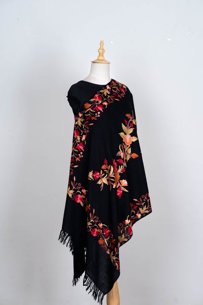 Shaam-e-Gul – Merino Wool Scarf with Hand Aari Embroidery