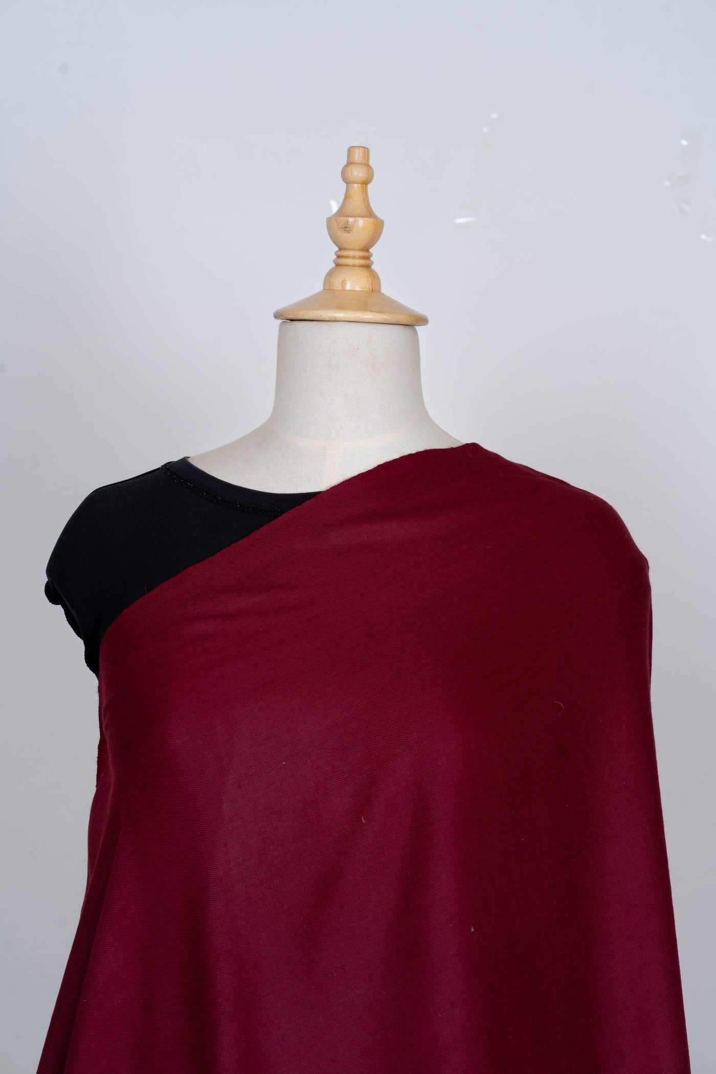 Crimson Elegance: Plain Merino Wool Shawl for Timeless Grace