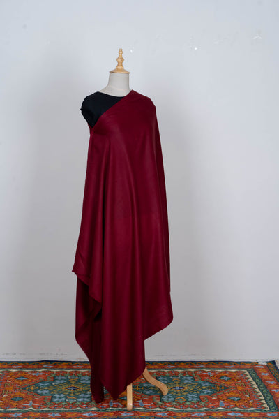 Crimson Elegance: Plain Merino Wool Shawl for Timeless Grace