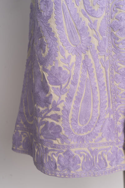 Ethereal Lilac and Cream Kashmiri Aari Embroidery Long Jacket