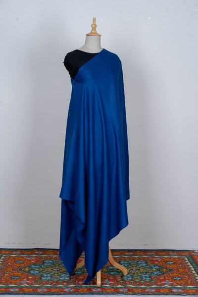 Royal Azure: Plain Merino Wool Shawl in Deep Blue