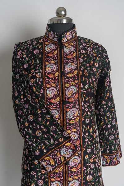 Handcrafted Midnight Garden Kashmiri Embroidered Jacket