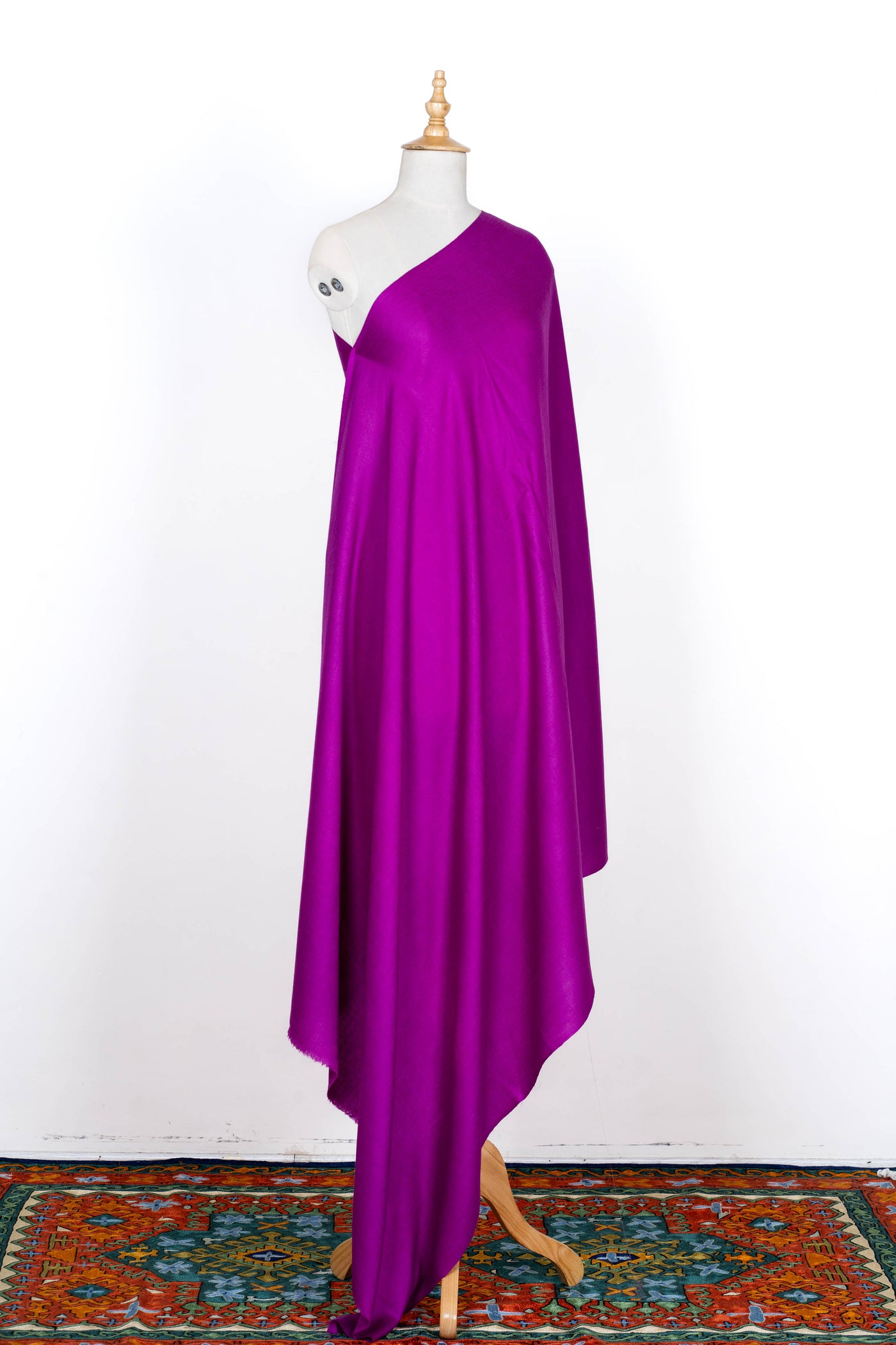 Imperial Plum: A Plain Merino Wool Shawl of Regal Sophistication