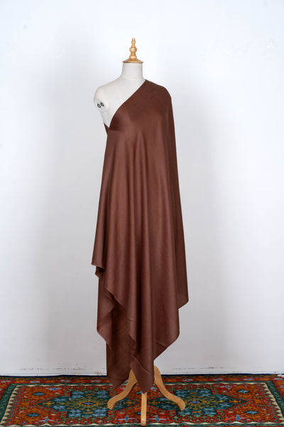 Earthy Mocha: Plain Merino Wool Shawl in Warm Brown