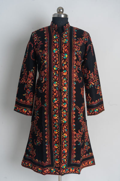 Handcrafted Radiant Beauty Kashmiri Aari Embroidery Long Jacket