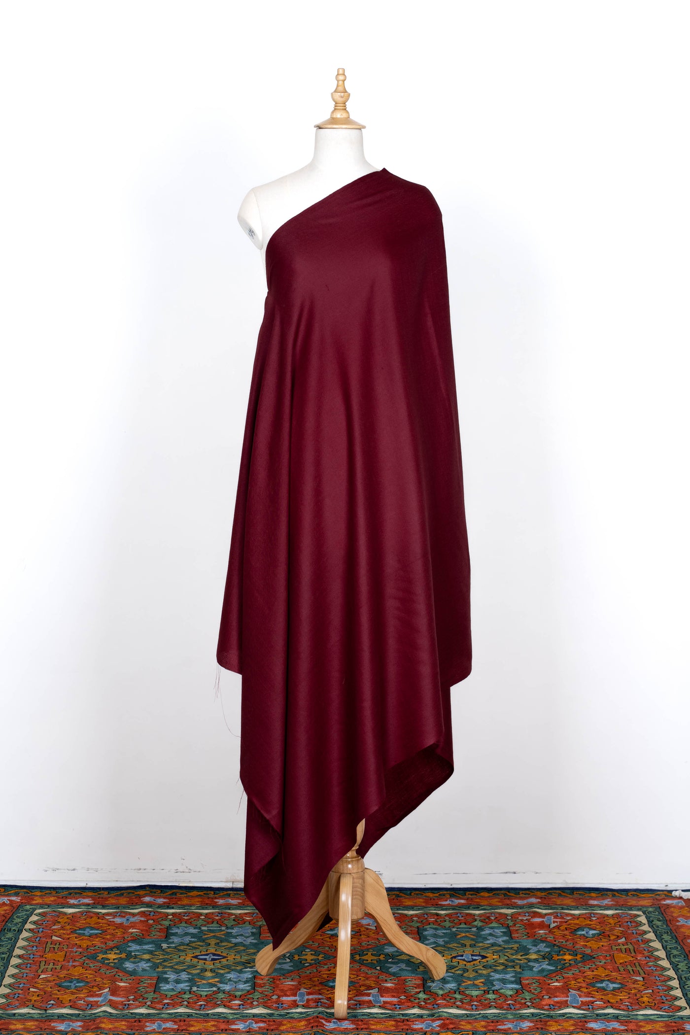 Wine Luxe: A Plain Merino Wool Shawl in Deep Burgundy