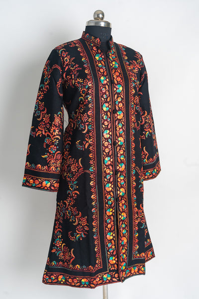 Handcrafted Radiant Beauty Kashmiri Aari Embroidery Long Jacket