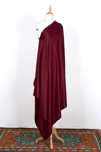 Wine Luxe: A Plain Merino Wool Shawl in Deep Burgundy