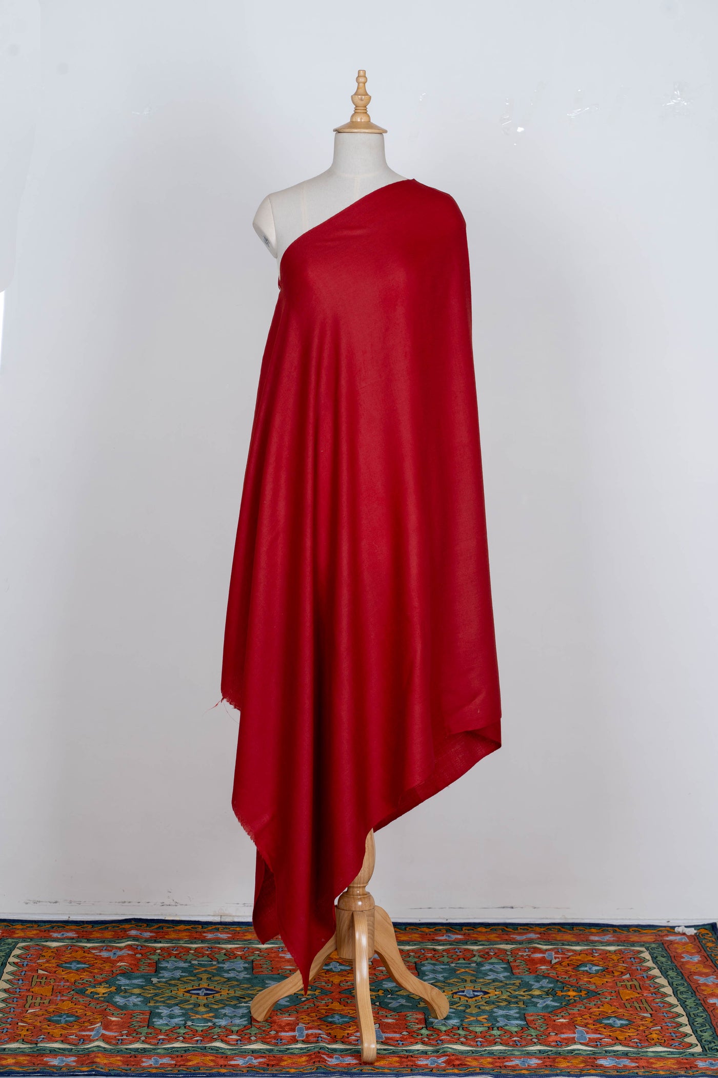 Scarlet Majesty: A Plain Merino Wool Shawl in Bold Red