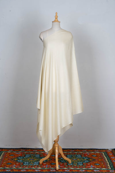 Ivory Glow: A Plain Merino Wool Shawl in Classic White