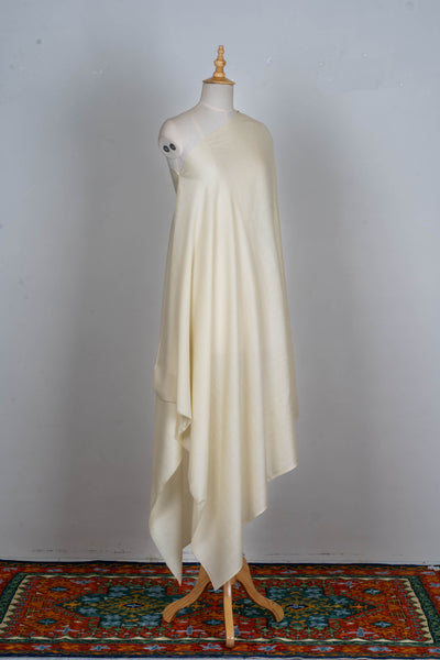 Ivory Glow: A Plain Merino Wool Shawl in Classic White