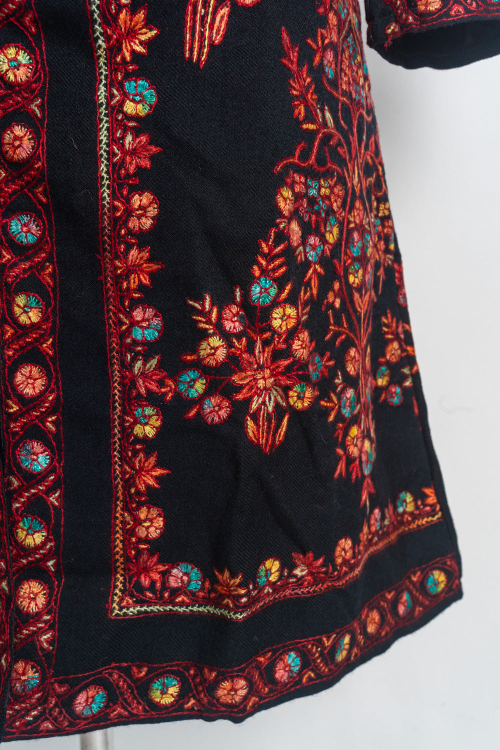 Radiant Night Kashmiri Hand-Embroidery Sozni Long Jacket