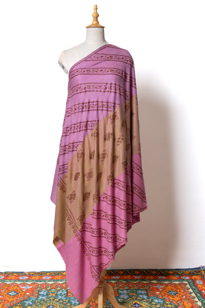 Gulaabi Daastaan – Rose Sozni Hand-Embroidered Pashmina Shawl