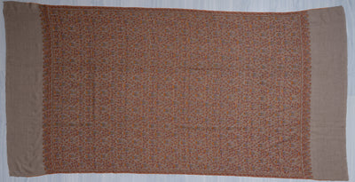 Bahaar – Taupe Sozni Hand-Embroidered Pashmina Jama Shawl