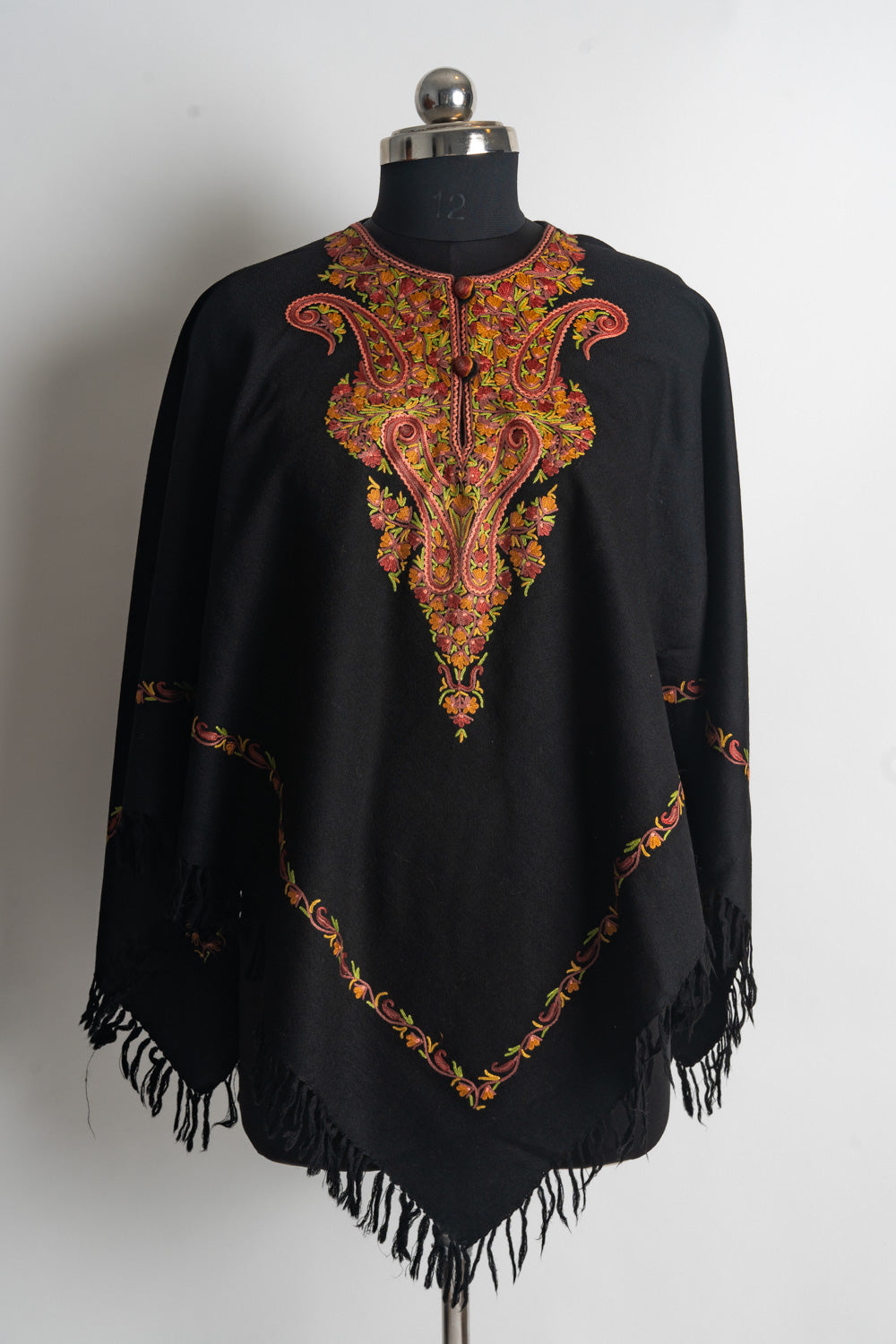 Fiery Elegance Aari Hand Embroidery Poncho