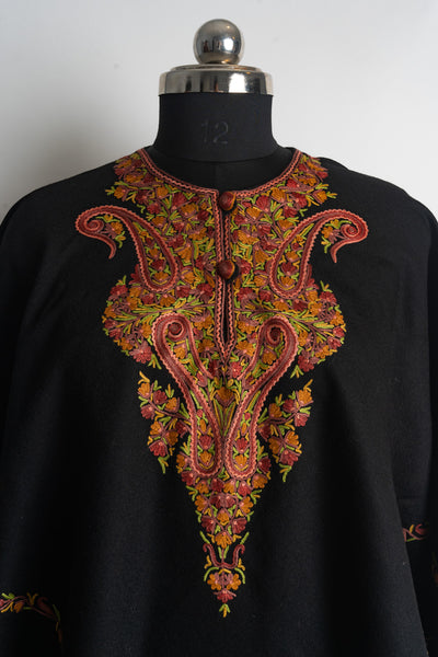 Fiery Elegance Aari Hand Embroidery Poncho