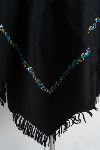 Azure Bloom Aari Hand Embroidery Poncho