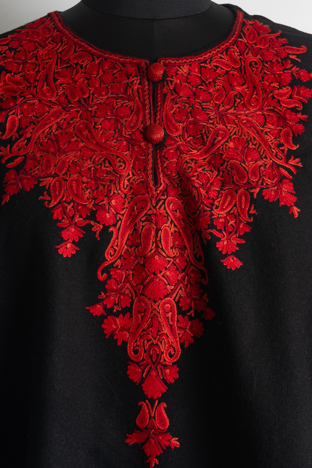 Scarlet Majesty Aari Hand Embroidery Poncho