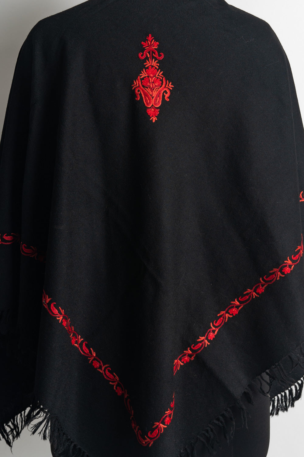 Scarlet Majesty Aari Hand Embroidery Poncho