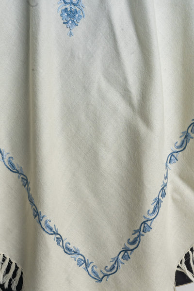 Serene Blue Sozni Hand Embroidery Poncho