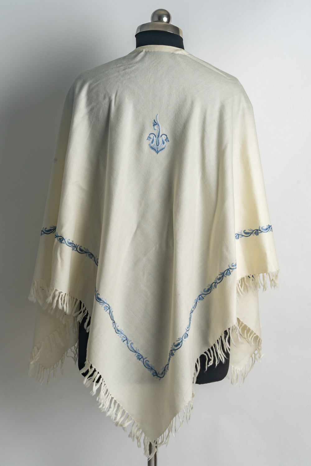 Serene Blue Sozni Hand Embroidery Poncho