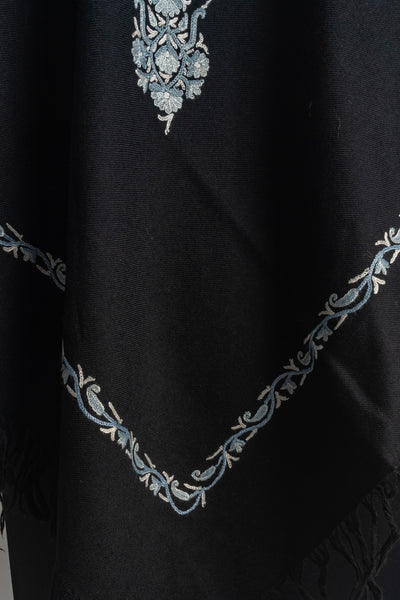 Enchanting Silver Aari Hand Embroidery Poncho