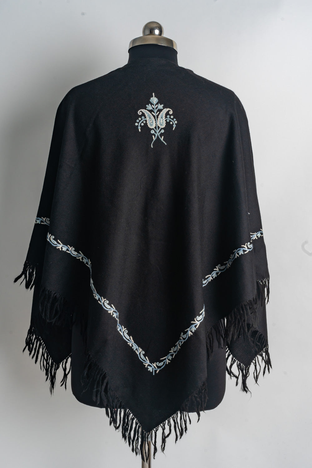 Enchanting Silver Aari Hand Embroidery Poncho