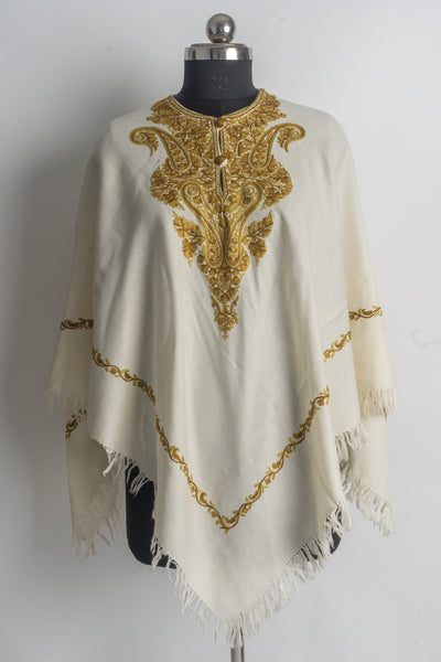 Golden Elegance Aari Hand Embroidery Poncho