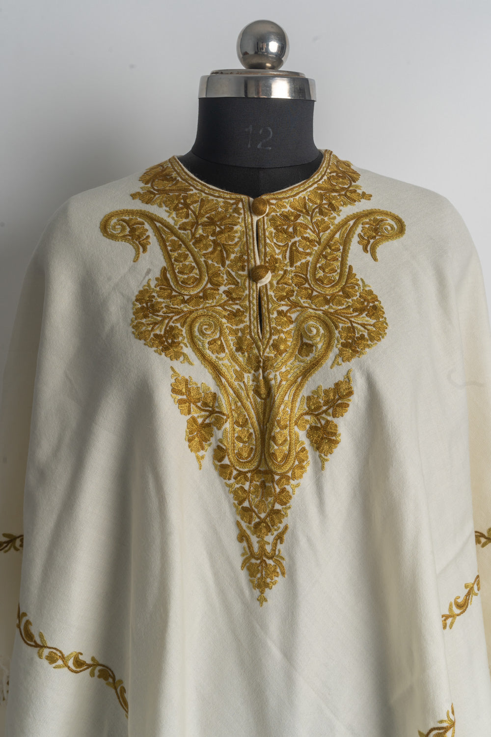 Golden Elegance Aari Hand Embroidery Poncho