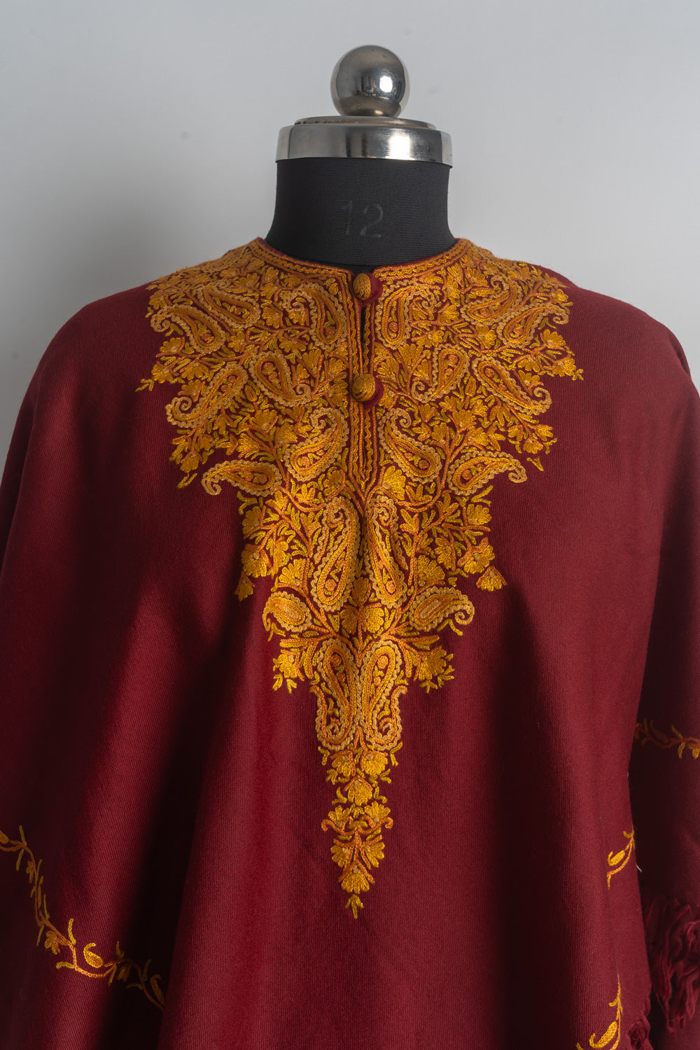 Royal Maroon Aari Hand Embroidery Poncho