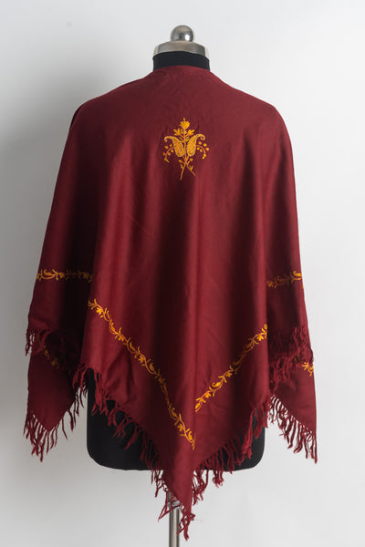 Royal Maroon Aari Hand Embroidery Poncho