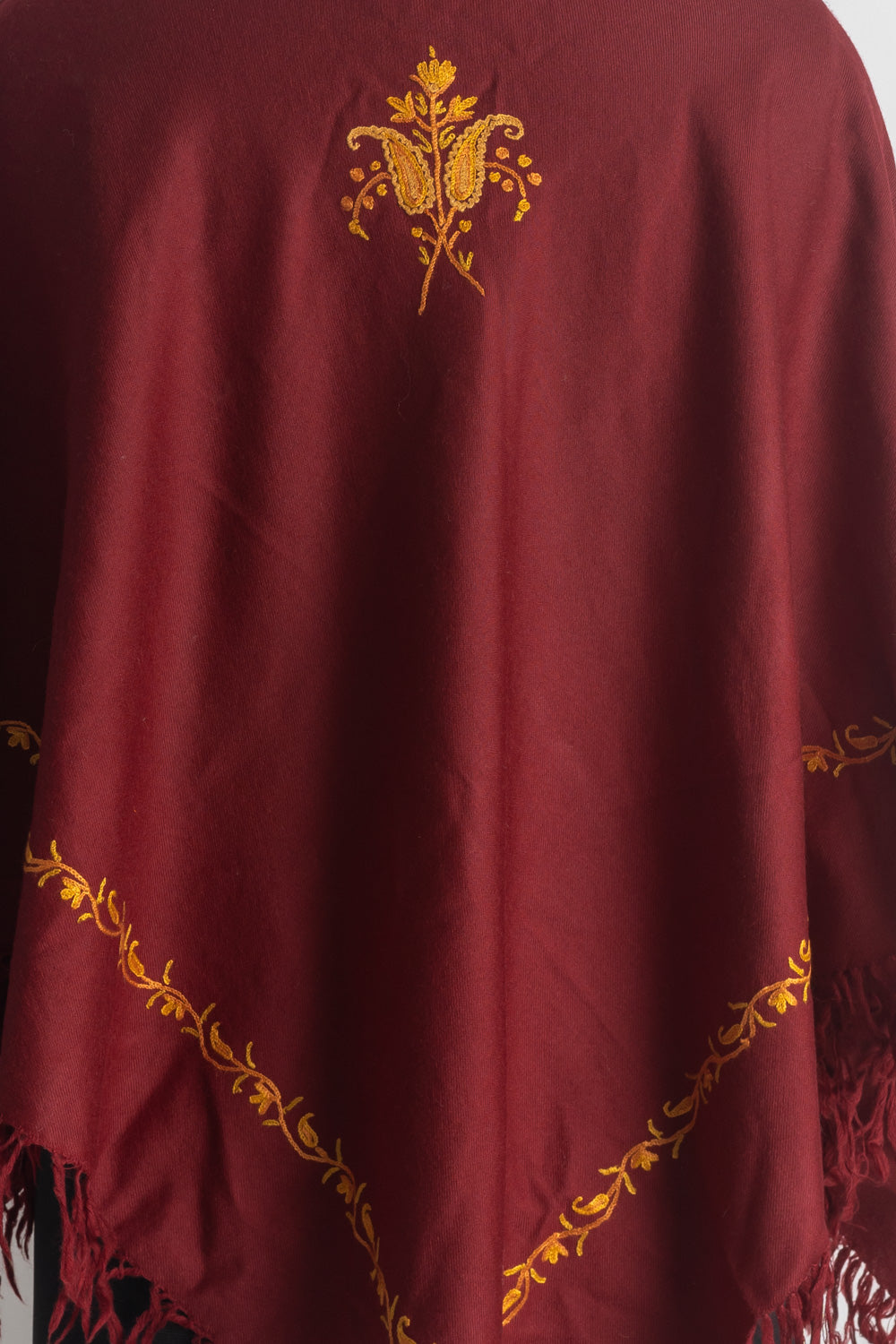 Royal Maroon Aari Hand Embroidery Poncho