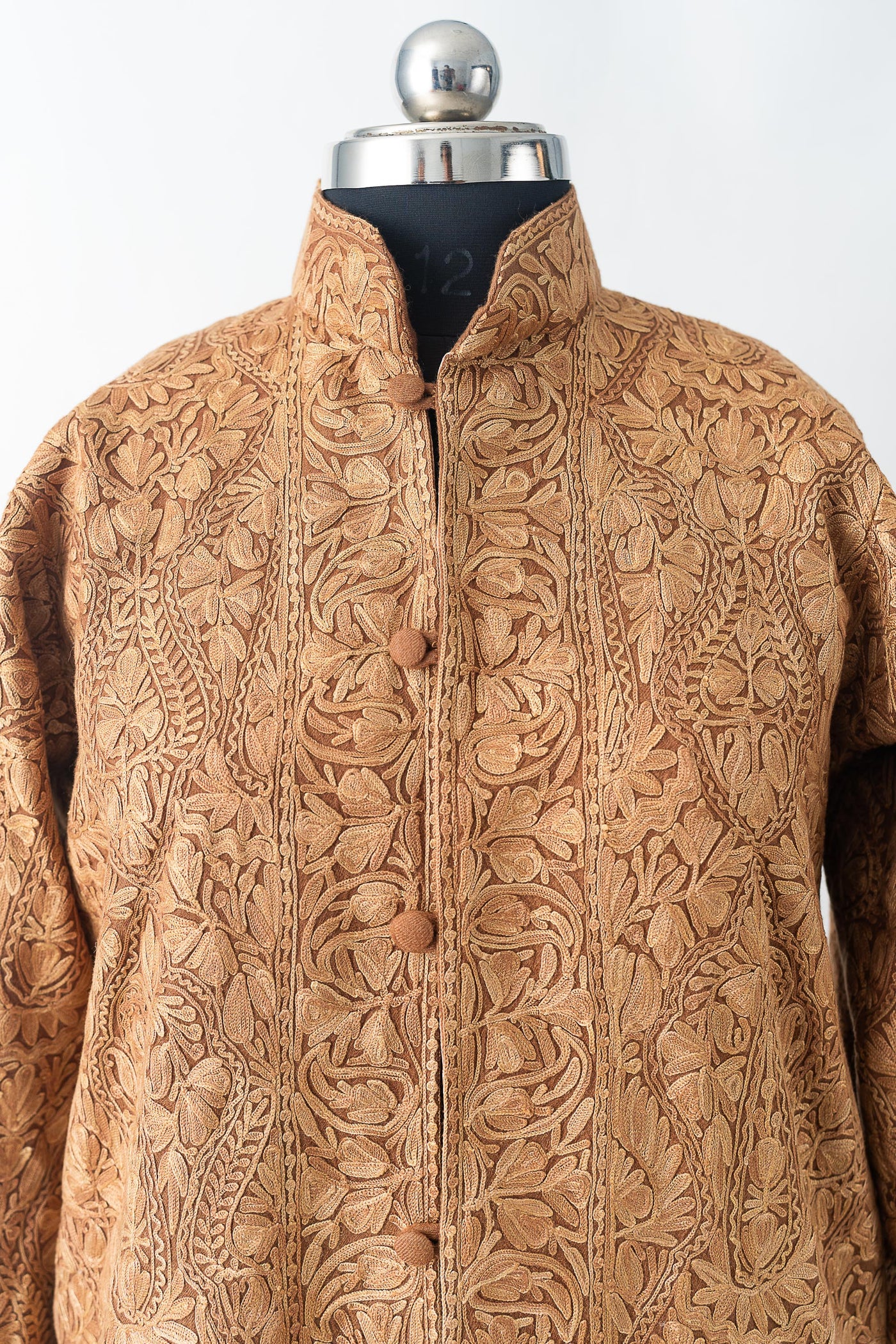 Monochromatic Aari-Embroidered Beige Jacket