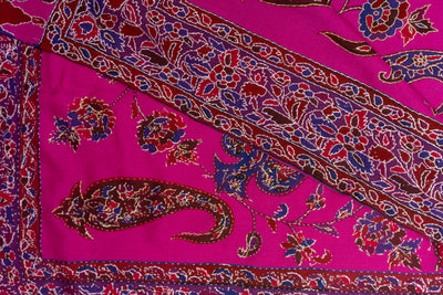 Kalamkari Shawl: Sozni Hand-Embroidered Merino Wool Shawl