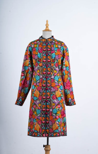 Gulistan Charm - Aari Hand Embroidered Long Jacket