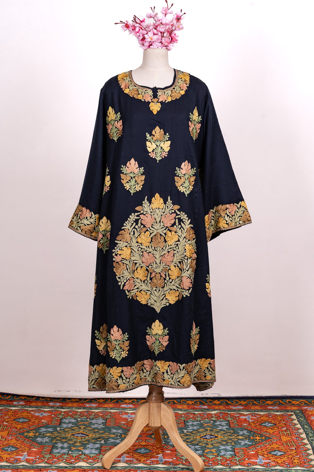 Navy Regal Aari Embroidered Abaya