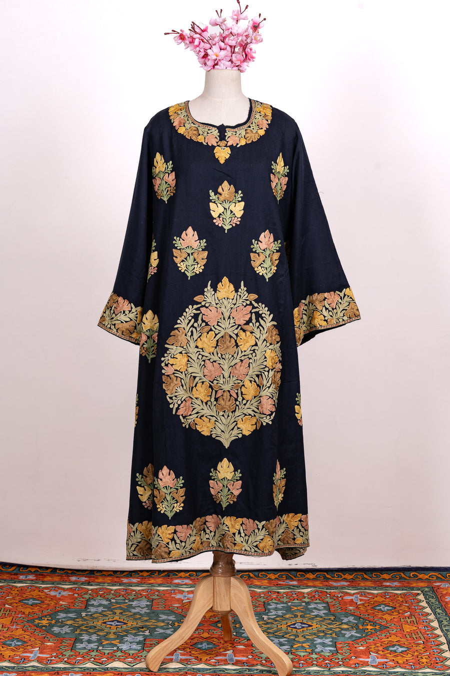 Navy Regal Aari Embroidered Abaya