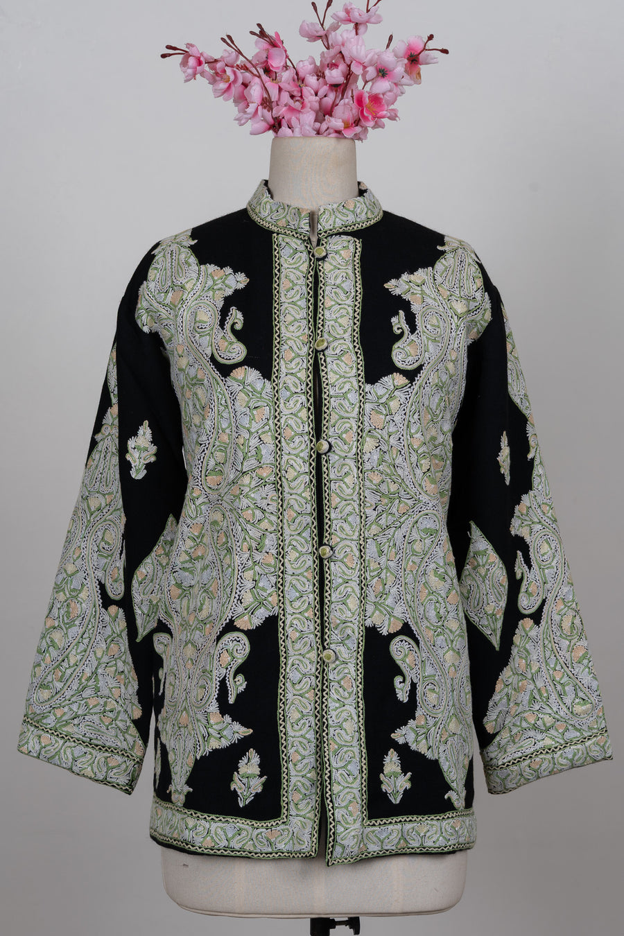 Verdant Scroll Aari Hand Embroidered Short Jacket