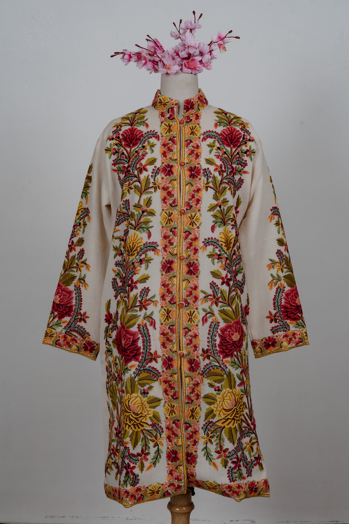 Ivory Garden Aari Hand Embroidered Long Jacket