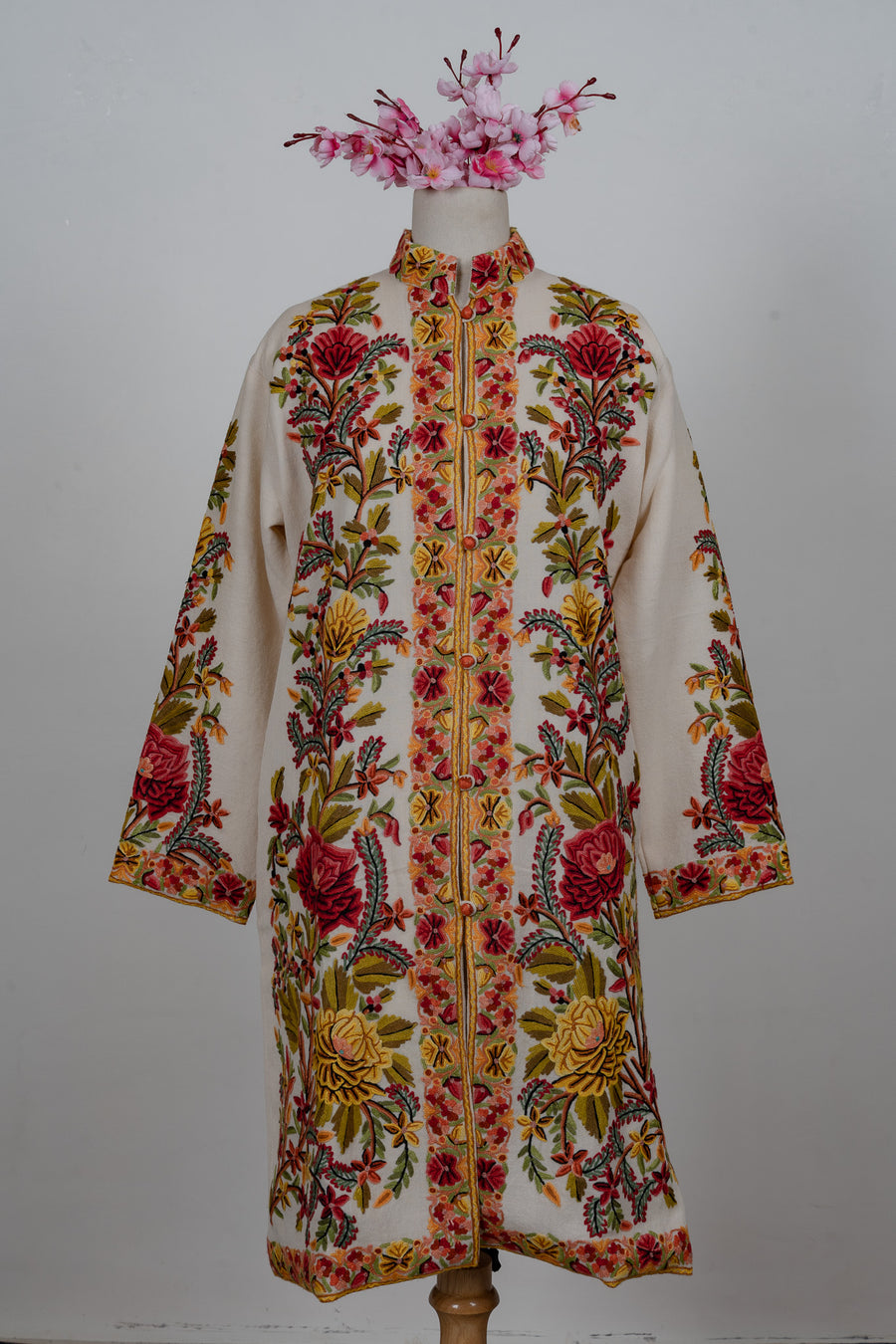 Ivory Garden Aari Hand Embroidered Long Jacket