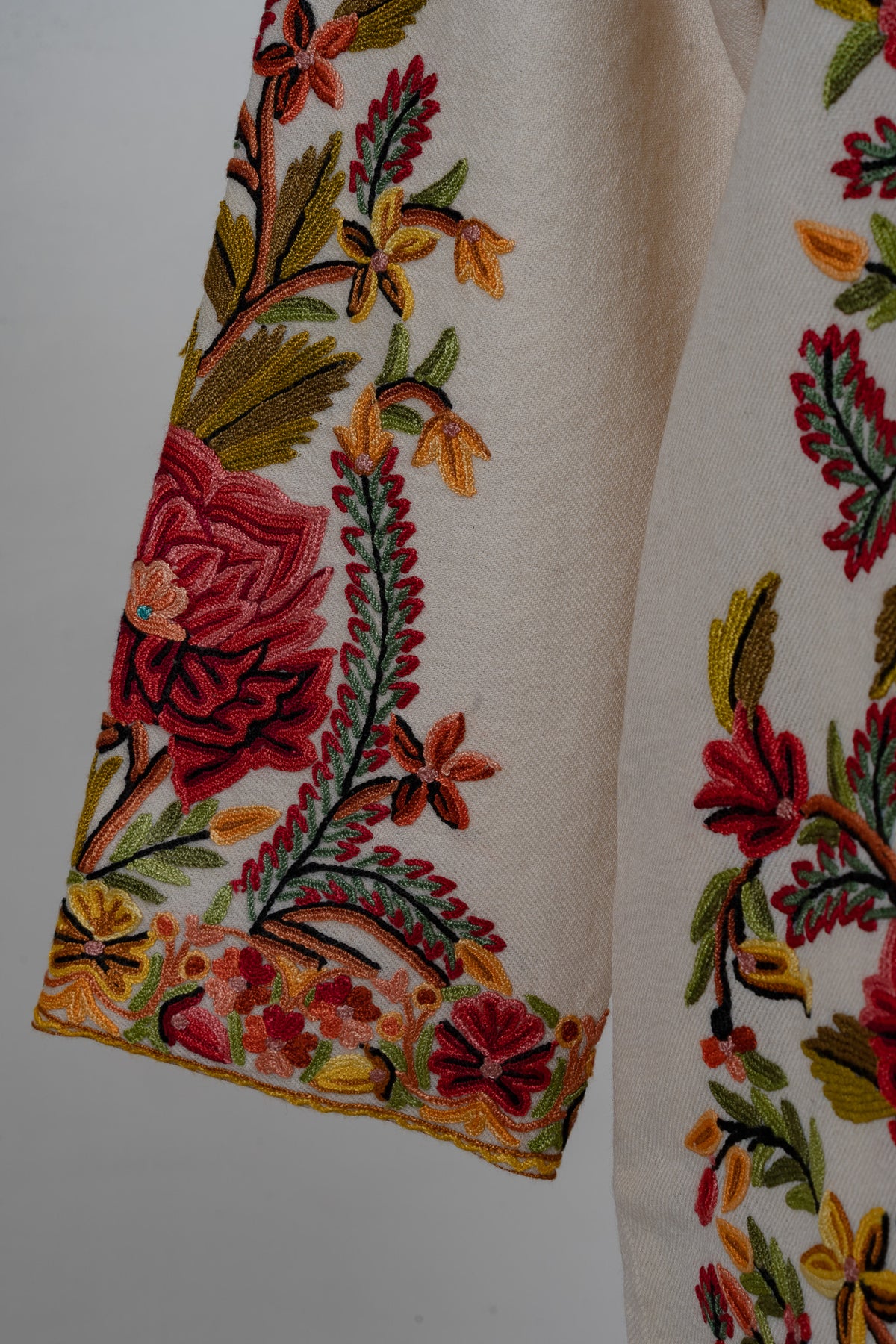 Ivory Garden Aari Hand Embroidered Long Jacket