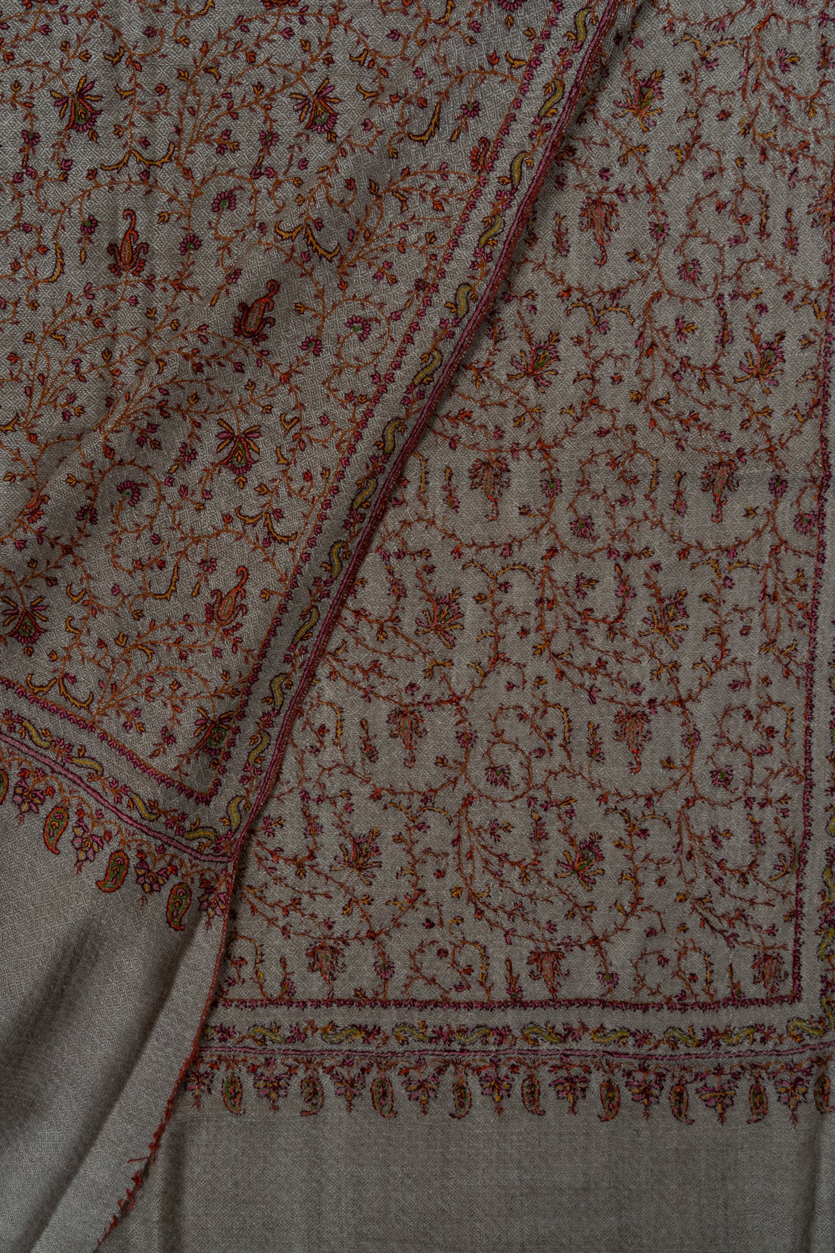 Whispered Sand Sozni Hand Embroidered Pashmina Shawl