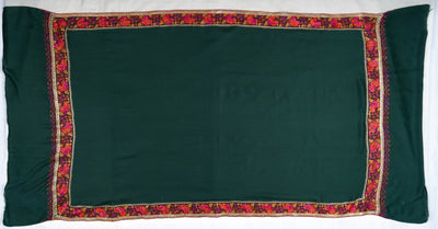 Zumar Emerald with Hand Tilla & Sozni Hand Embroidered Merino Wool Shawl