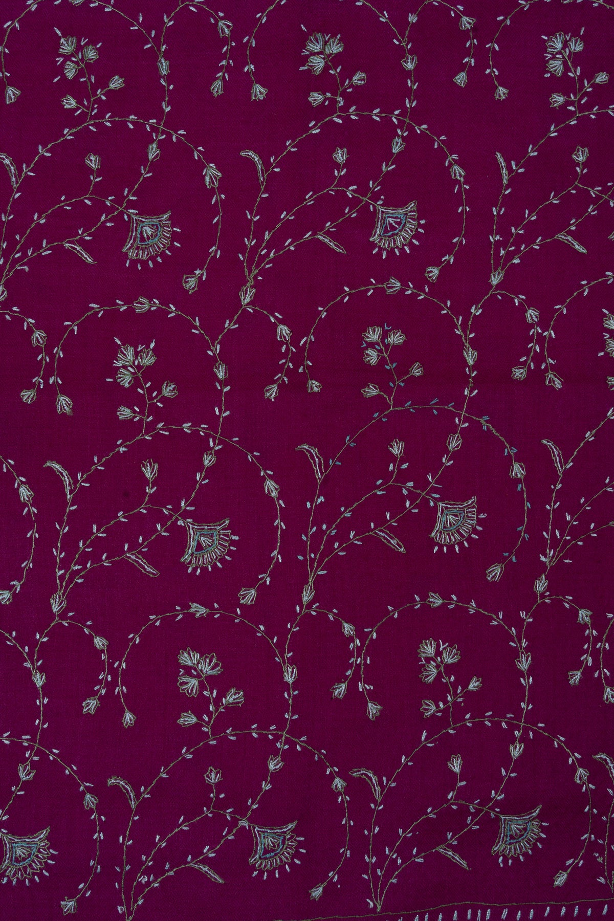 Royal Berry Garden Sozni Hand Embroidered Merino Wool Stole