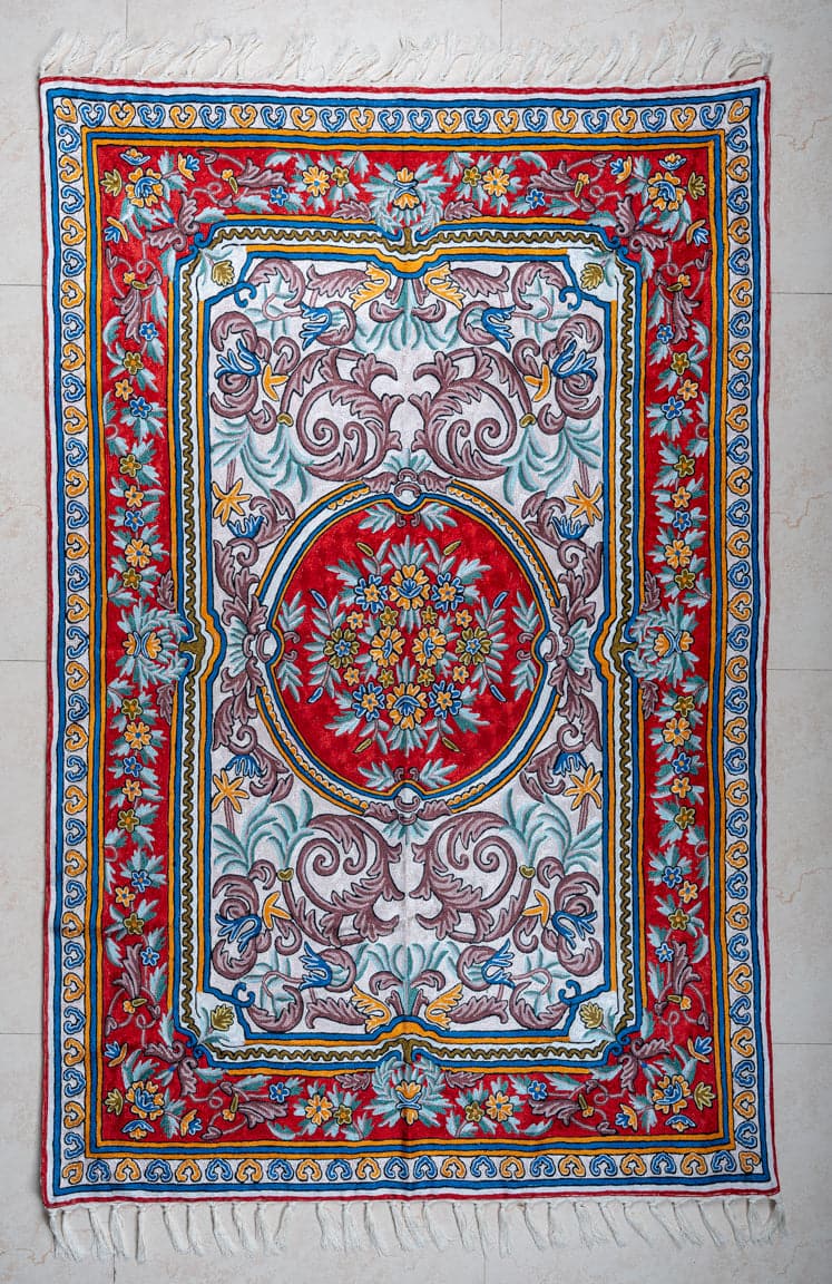 Hand Aari Embroidered chain stitch rug 6ft x 4ft (182.88cm x 121.9cm)