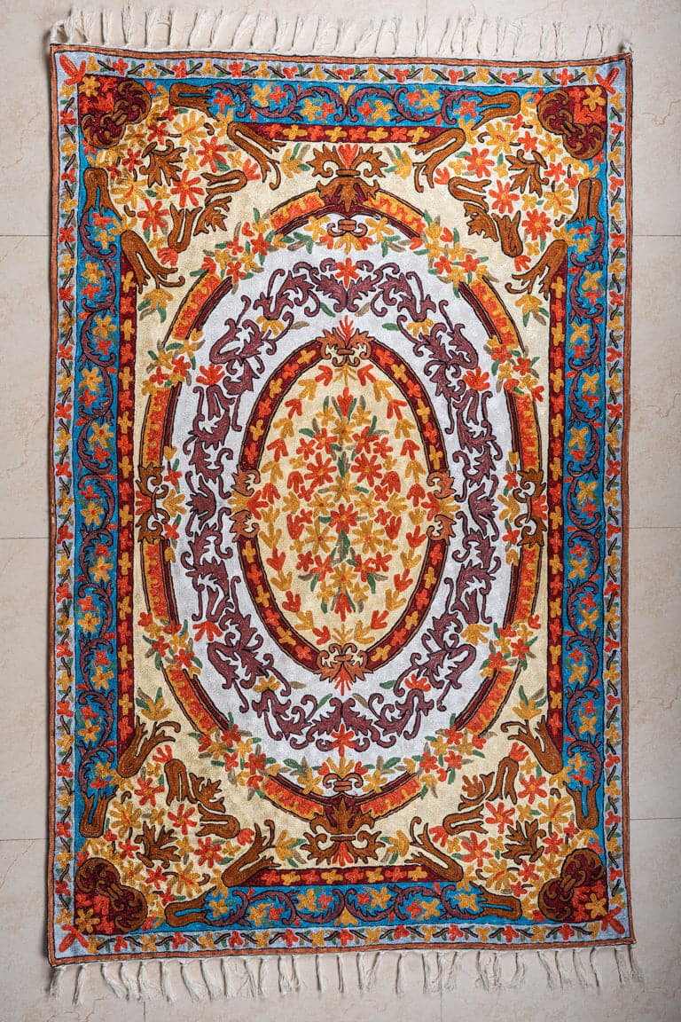Hand Aari Embroidered chain stitch Rugs & Wall Hanging 6ft x 4ft (182.8cm  122cm)