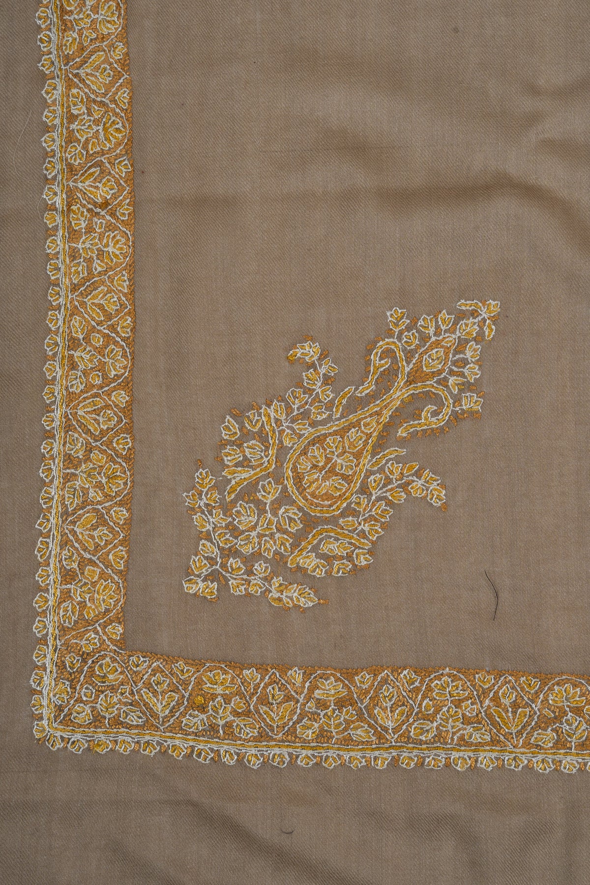 Mocha Gold Rumal — Sozni Hand Embroidered