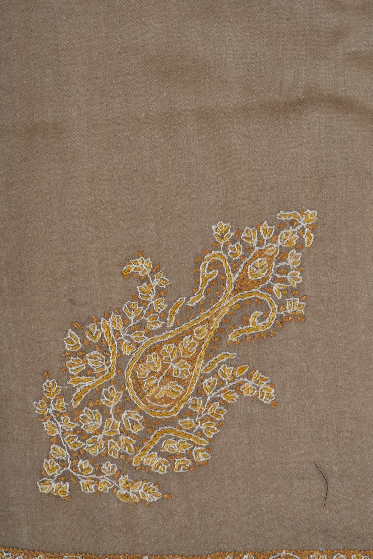 Mocha Gold Rumal — Sozni Hand Embroidered